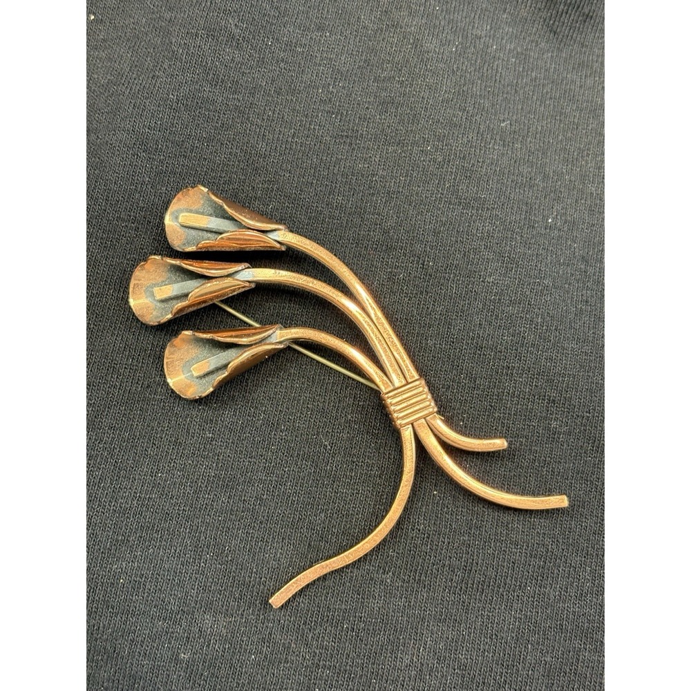 Vintage Matisse Renoir Calla Lily Copper Brooch 3 1/8" long - Beautiful MCM - Picture 2 of 5